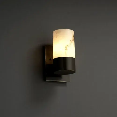 Collection: LumenAria Finish: Dark Bronze Glass: Faux Alabaster Resin Notes: Also available in Brushed Nickel, Matte Black, Antique Brass finish. Width: 5.00" Height: 9.75" Extension from Wall: 6.00" Top to Outlet: 5.75" Number of Bulbs: 1 Maximum Wattage: 60.00 W Bulb Type: BA9 Torpedo Bulb Base: Bayonet Light Source: LED Safety Listing: Damp Safety Rating: Damp Energy Efficient