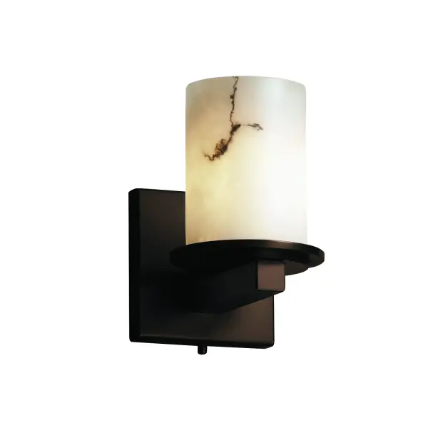 Collection: LumenAria Finish: Dark Bronze Glass: Faux Alabaster Resin Notes: This fixture can be installed as an uplight or downlight. Also available in Brushed Nickel, Matte Black, Polished Chrome finish. Width: 5.00" Height: 8.00" Extension from Wall: 6.25" Top to Outlet: 5.50" Number of Bulbs: 1 Maximum Wattage: 60.00 W Bulb Type: BA9 Torpedo Bulb Base: Bayonet Light Source: LED Safety Listing: Damp Safety Rating: Damp Energy Efficient