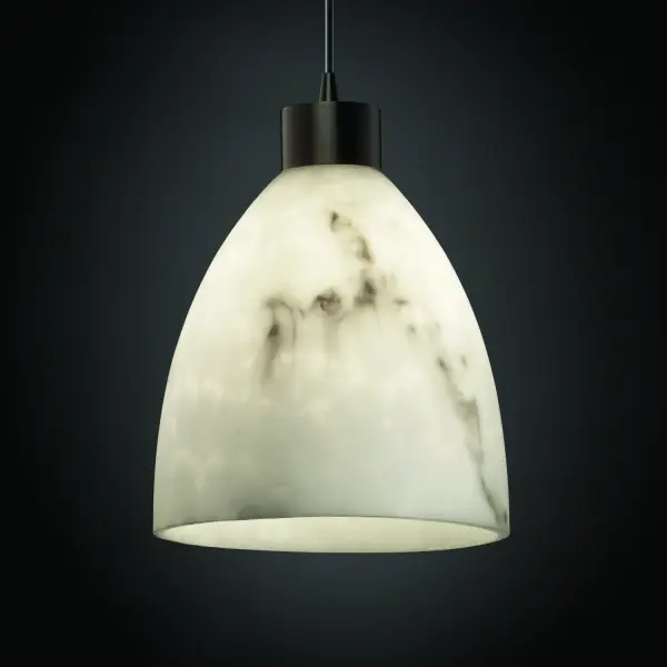 Large 1-Light Pendant Collection: LumenAria Finish: Dark Bronze Glass: Faux Alabaster Resin Width: 10.50" Height: 11.00" Number of Bulbs: 1 Maximum Wattage: 60.00 W Bulb Type: A19 Safety Listing: Damp Safety Rating: Damp