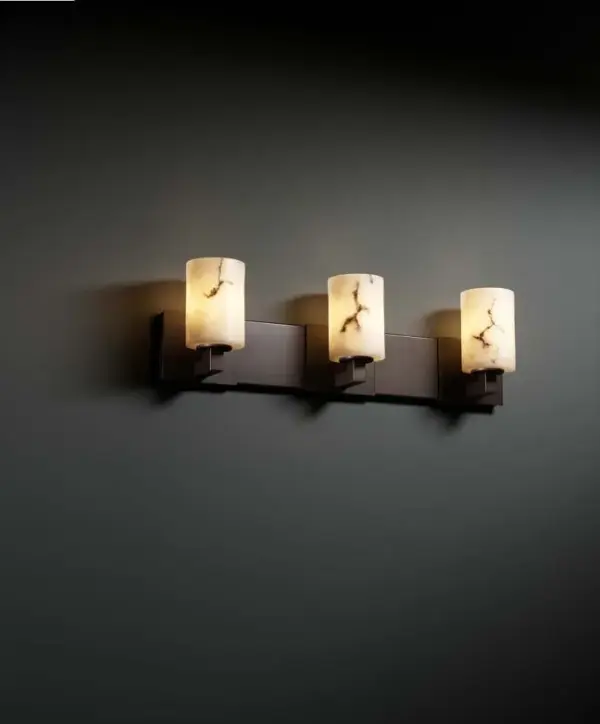 Collection: LumenAria Finish: Dark Bronze Glass: Faux Alabaster Resin Notes: This fixture can be installed as an uplight or downlight. Also available in Brushed Nickel, Matte Black, Antique Brass, Polished Chrome, Black Nickel Width: 27.00" Height: 7.75" Extension from Wall: 5.25" Top to Outlet: 5.25" Number of Bulbs: 3 Maximum Wattage: 60.00 W Bulb Type: B13 Torpedo Bulb Base: Medium Light Source: Incandescent Safety Listing: Damp Safety Rating: Damp