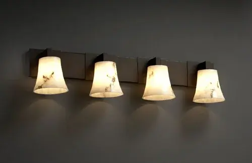 Collection: LumenAria Finish: Dark Bronze Glass: Faux Alabaster Resin Notes: This fixture can be installed as an uplight or downlight. Also available in Brushed Nickel, Matte Black, Antique Brass, Polished Chrome, Black Nickel Width: 35.25" Height: 7.75" Extension from Wall: 6.00" Top to Outlet: 5.25" Number of Bulbs: 4 Maximum Wattage: 60.00 W Bulb Type: B13 Torpedo Bulb Base: Medium Light Source: Incandescent Safety Listing: Damp Safety Rating: Damp