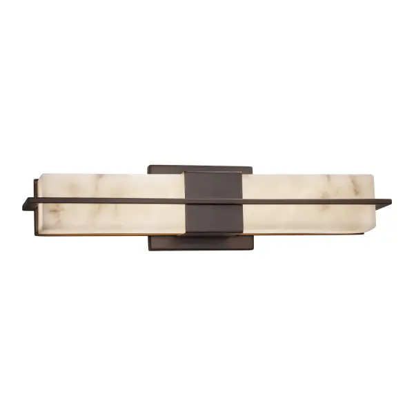 Collection: LumenAria Finish: Dark Bronze Glass: Faux Alabaster Resin Width: 20.00" Height: 4.75" Extension from Wall: 4.00" Top to Outlet: 10.00" Maximum Wattage: 22.00 W Bulb Type: LED Light Source: LED Light Output: 1760.00 lm Safety Listing: Damp Safety Rating: Damp ADA LED