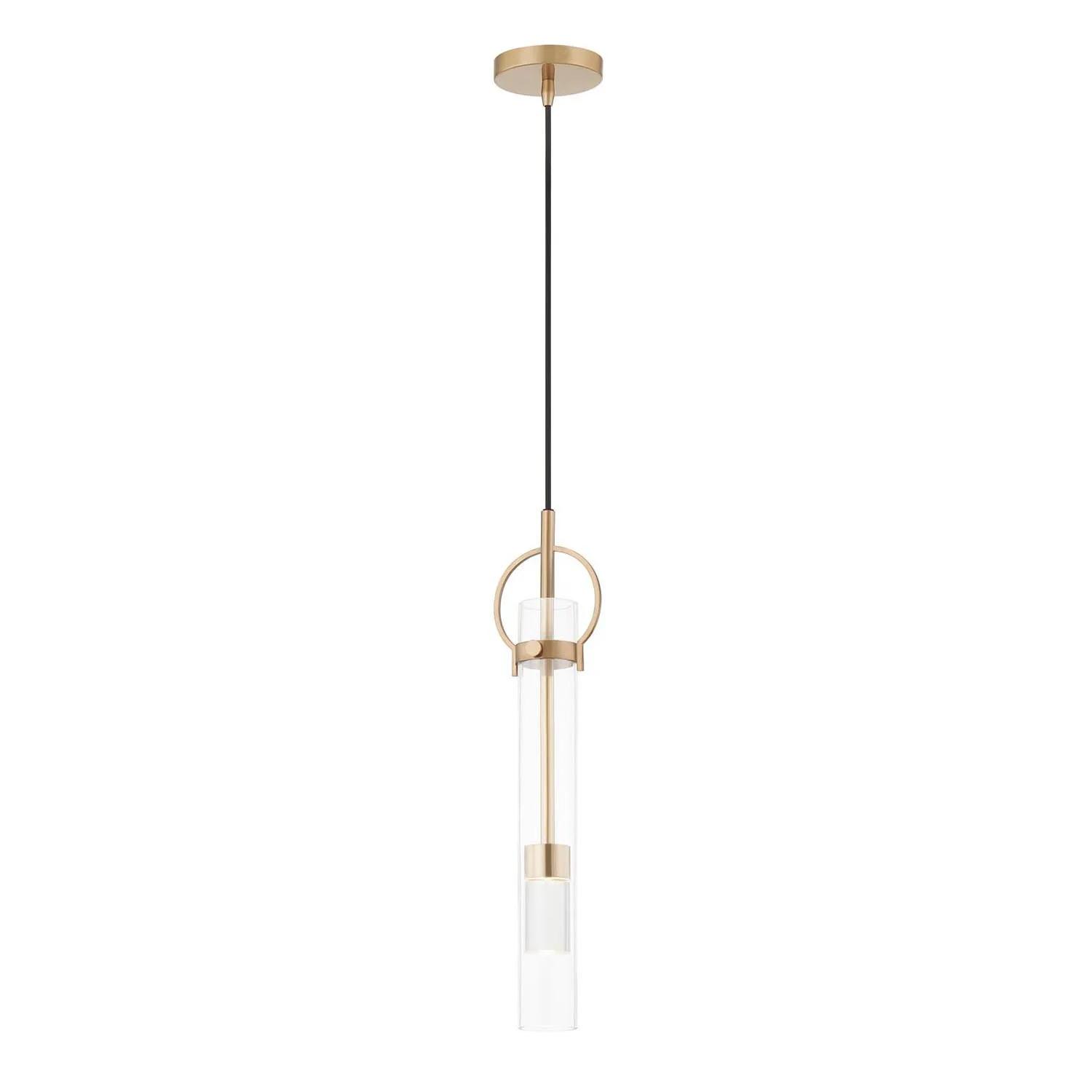 Textile LED Pendant in Brushed Brass