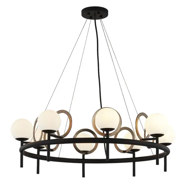 Collection: Fusion Finish: Matte Black w/ Brass Ring Glass: Opal Glass Width: 30.00" Height: 9.50" Canopy: 5" Dia. x 1" H Number of Bulbs: 8 Maximum Wattage: 5.00 W Bulb Base: G9 Light Source: LED Voltage: 120.00 V Safety Listing: UL/ETL Safety Rating: Damp LED