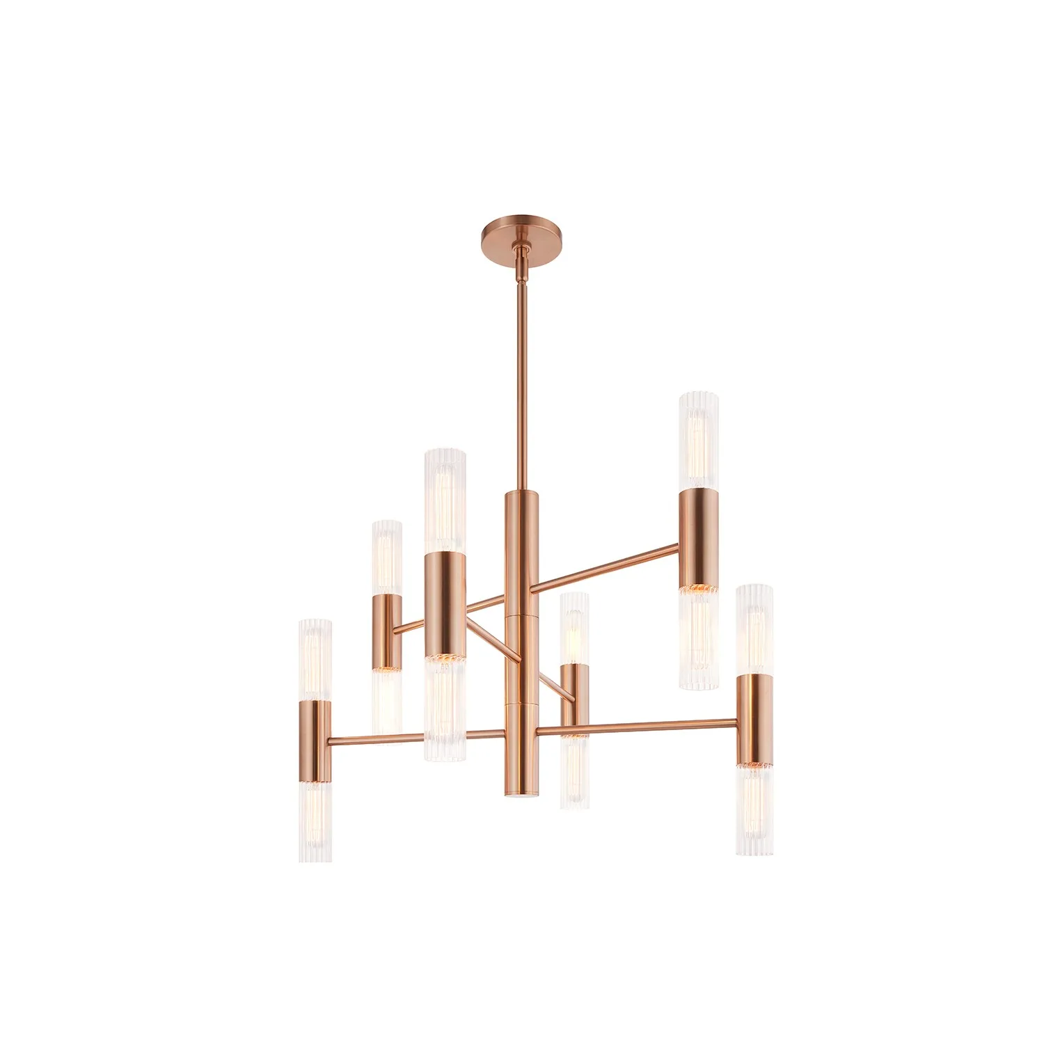 Fusion 12 Light Chandelier in Brushed Brass