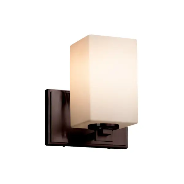 Collection: Fusion Finish: Dark Bronze Glass: Artisan Glass Width: 7.00" Height: 7.75" Extension from Wall: 5.75" Top to Outlet: 7.00" Number of Bulbs: 1 Maximum Wattage: 100.00 W Bulb Type: A19 Safety Listing: UL Safety Rating: Damp
