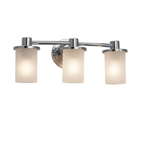 Collection: Fusion Finish: Polished Chrome Glass: Artisan Glass Width: 20.00" Height: 8.00" Extension from Wall: 6.75" Number of Bulbs: 3 Maximum Wattage: 100.00 W Bulb Type: A19 Safety Listing: Damp Safety Rating: Damp