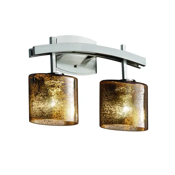 Collection: Fusion Finish: Brushed Nickel Glass: Artisan Glass Width: 15.50" Height: 11.50" Extension from Wall: 5.50" Top to Outlet: 9.00" Number of Bulbs: 2 Maximum Wattage: 100.00 W Bulb Type: A19 Safety Listing: Damp Safety Rating: Damp