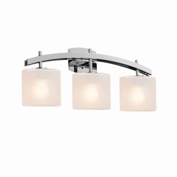Collection: Fusion Finish: Polished Chrome Glass: Artisan Glass Width: 25.50" Height: 11.50" Extension from Wall: 5.75" Number of Bulbs: 3 Maximum Wattage: 100.00 W Bulb Type: A19 Safety Listing: Damp Safety Rating: Damp