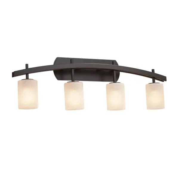 Collection: Fusion Finish: Dark Bronze Glass: Artisan Glass Width: 35.50" Height: 11.50" Extension from Wall: 5.75" Number of Bulbs: 4 Maximum Wattage: 100.00 W Bulb Type: A19 Safety Listing: Damp Safety Rating: Damp