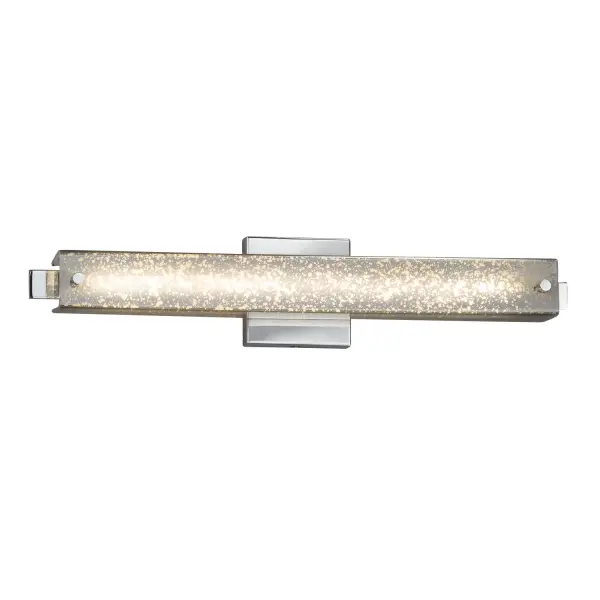 Collection: Fusion Finish: Polished Chrome Glass: Artisan Glass Width: 23.00" Height: 4.50" Extension from Wall: 3.00" Maximum Wattage: 19.00 W Light Source: LED Light Output: 1575.00 lm Color Temperature: 3000 K CRI: 90 Safety Listing: UL Safety Rating: Damp ADA LED