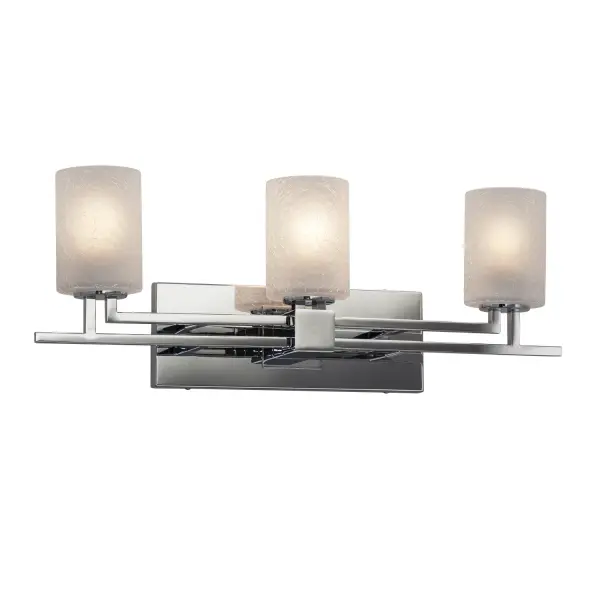 Collection: Fusion Finish: Polished Chrome Glass: Artisan Glass Width: 26.00" Height: 9.75" Extension from Wall: 5.25" Number of Bulbs: 3 Maximum Wattage: 100.00 W Bulb Type: A19 Safety Listing: Damp Safety Rating: Damp