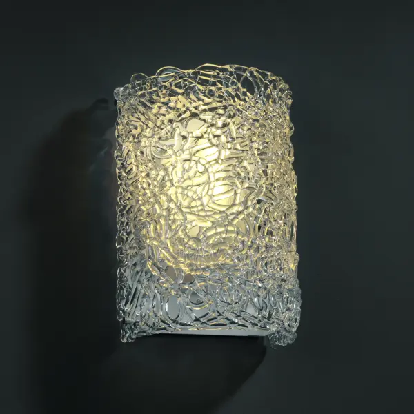 ADA Finials Cylinder Collection: Veneto Luce Finish: Polished Chrome Glass: Venetian Glass Width: 8.00" Height: 12.50" Extension from Wall: 4.00" Top to Outlet: 4.00" Number of Bulbs: 2 Maximum Wattage: 100.00 W Bulb Type: Type A Safety Listing: Damp Safety Rating: Damp ADA
