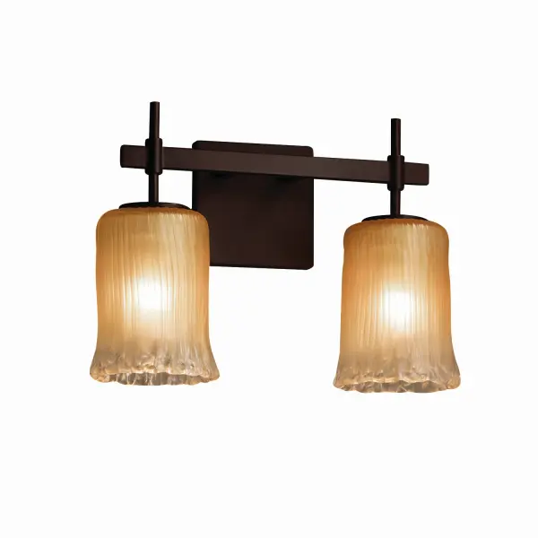 Collection: Veneto Luce Finish: Dark Bronze Glass: Venetian Glass Notes: This fixture can be installed as an uplight or downlight Width: 13.50" Height: 10.25" Extension from Wall: 5.50" Top to Outlet: 7.25" Number of Bulbs: 2 Maximum Wattage: 100.00 W Bulb Type: A19 Safety Listing: Damp Safety Rating: Damp