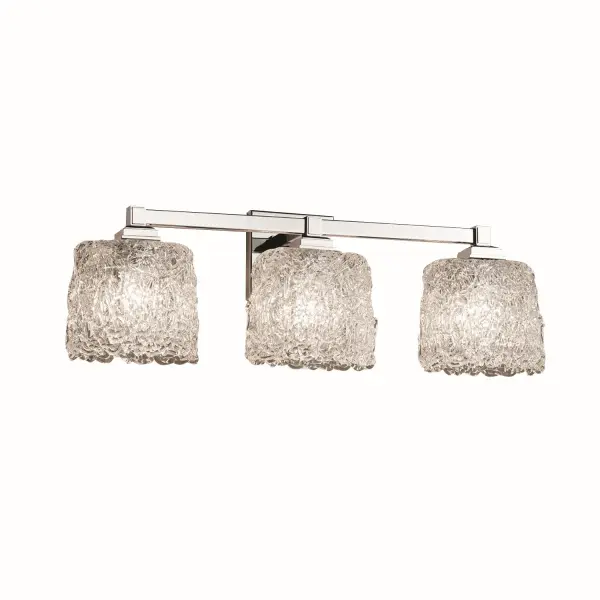 Collection: Veneto Luce Finish: Polished Chrome Glass: Venetian Glass Notes: This fixture can be installed as an uplight or downlight Width: 24.50" Height: 8.25" Extension from Wall: 5.50" Top to Outlet: 6.00" Number of Bulbs: 3 Maximum Wattage: 100.00 W Bulb Type: A19 Safety Listing: Damp Safety Rating: Damp