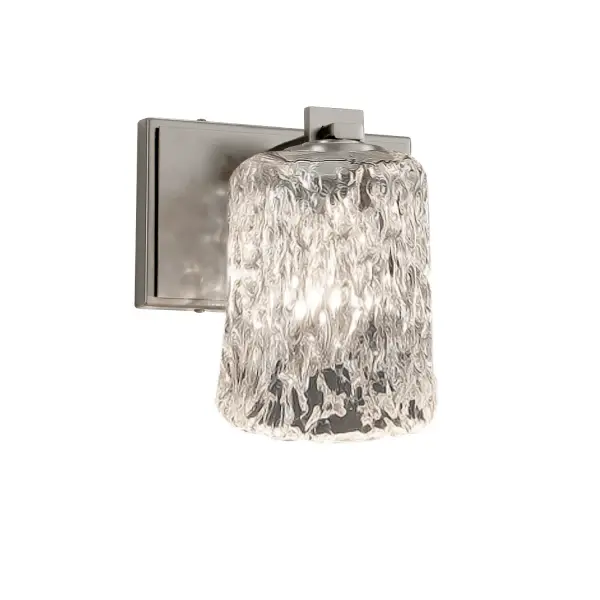 Collection: Veneto Luce Finish: Brushed Nickel Glass: Venetian Glass Width: 7.00" Height: 7.50" Extension from Wall: 6.00" Top to Outlet: 6.75" Number of Bulbs: 1 Maximum Wattage: 100.00 W Bulb Type: A19 Safety Listing: UL Safety Rating: Damp