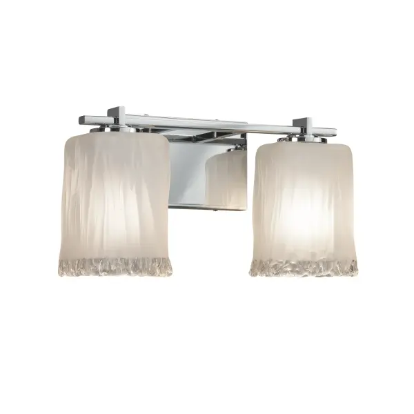 Collection: Veneto Luce Finish: Polished Chrome Glass: Venetian Glass Width: 14.50" Height: 7.75" Extension from Wall: 5.75" Top to Outlet: 7.00" Number of Bulbs: 2 Maximum Wattage: 100.00 W Bulb Type: A19 Safety Listing: UL Safety Rating: Damp