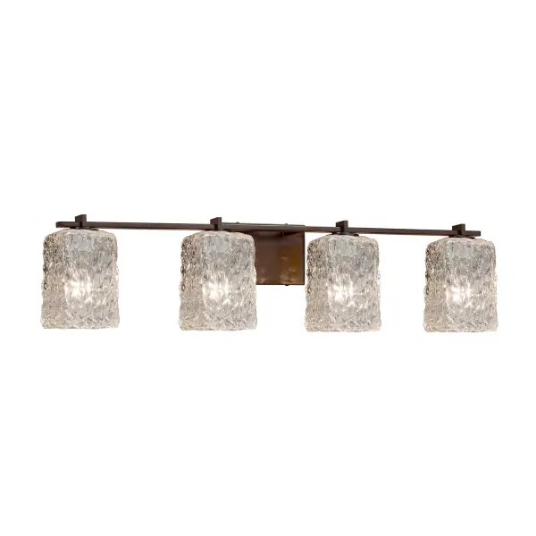 Collection: Veneto Luce Finish: Dark Bronze Glass: Venetian Glass Width: 34.75" Height: 7.75" Extension from Wall: 5.75" Top to Outlet: 7.00" Number of Bulbs: 4 Maximum Wattage: 100.00 W Bulb Type: A19 Safety Listing: UL Safety Rating: Damp