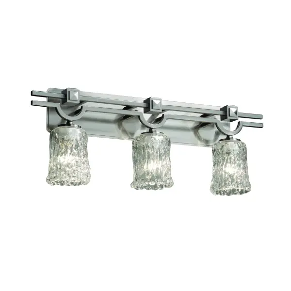 Collection: Veneto Luce Finish: Brushed Nickel Glass: Venetian Glass Width: 29.00" Height: 11.00" Extension from Wall: 6.25" Top to Outlet: 8.50" Number of Bulbs: 3 Maximum Wattage: 100.00 W Bulb Type: A19 Safety Listing: Damp Safety Rating: Damp