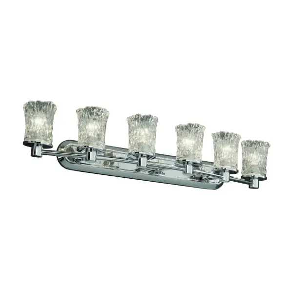 Collection: Veneto Luce Finish: Polished Chrome Glass: Venetian Glass Width: 43.75" Height: 9.00" Extension from Wall: 9.25" Top to Outlet: 5.50" Number of Bulbs: 6 Maximum Wattage: 100.00 W Bulb Type: A19 Safety Listing: Damp Safety Rating: Damp