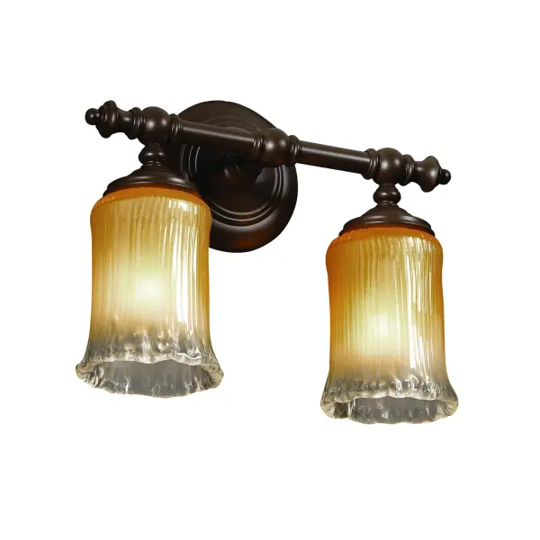 Collection: Veneto Luce Finish: Dark Bronze Glass: Venetian Glass Notes: This fixture can be installed as an uplight or downlight. Also available in Brushed Nickel, Matte Black, Antique Brass, Polished Chrome finish. Width: 13.50" Height: 11.25" Extension from Wall: 6.25" Top to Outlet: 8.50" Number of Bulbs: 2 Maximum Wattage: 100.00 W Bulb Type: A19 Bulb Base: E26-Medium Light Source: Incandescent Safety Listing: Damp Safety Rating: Damp