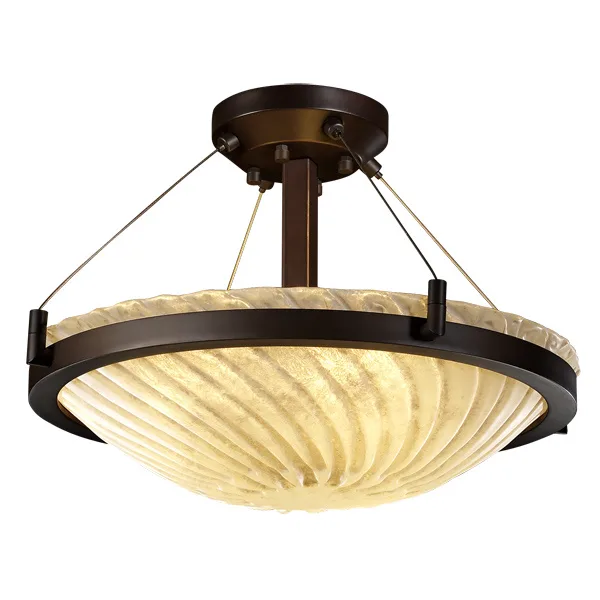 Veneto Luce Three Light Semi-Flush Mount in Dark Bronze