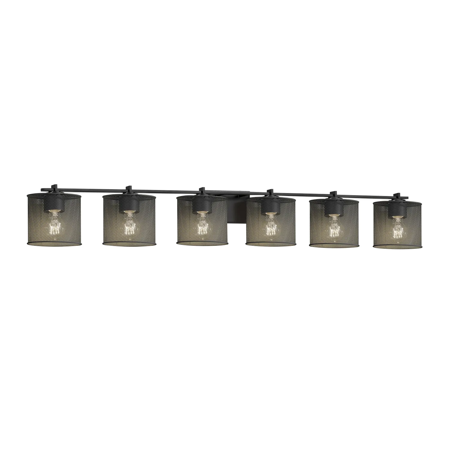 Wire Mesh Six Light Bath Bar in Matte Black