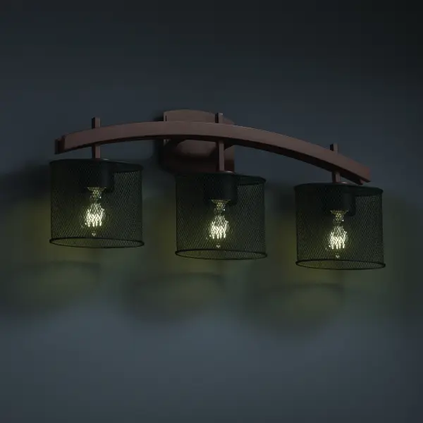 Collection: Wire Mesh Finish: Dark Bronze Glass: Wire Mesh Notes: This fixture can be installed as an uplight or downlight Width: 25.50" Height: 11.50" Extension from Wall: 5.75" Top to Outlet: 9.00" Number of Bulbs: 3 Maximum Wattage: 60.00 W Bulb Type: A19 Safety Listing: Damp Safety Rating: Damp