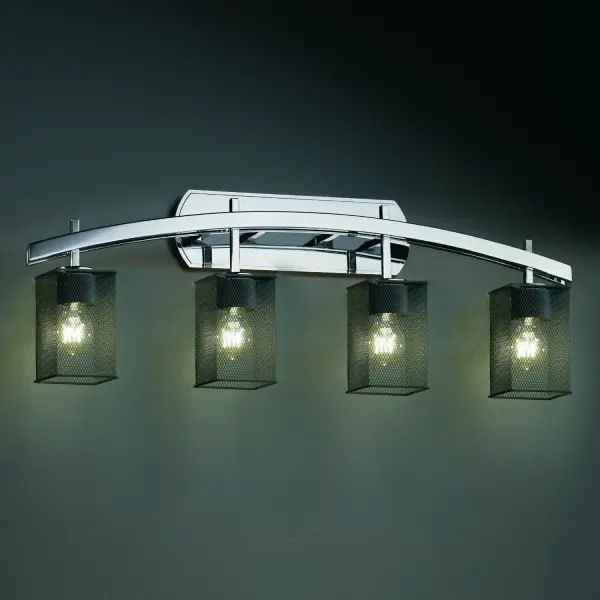 Collection: Wire Mesh Finish: Polished Chrome Glass: Wire Mesh Notes: This fixture can be installed as an uplight or downlight Width: 35.50" Height: 11.50" Extension from Wall: 5.75" Top to Outlet: 9.00" Number of Bulbs: 4 Maximum Wattage: 60.00 W Bulb Type: A19 Safety Listing: Damp Safety Rating: Damp