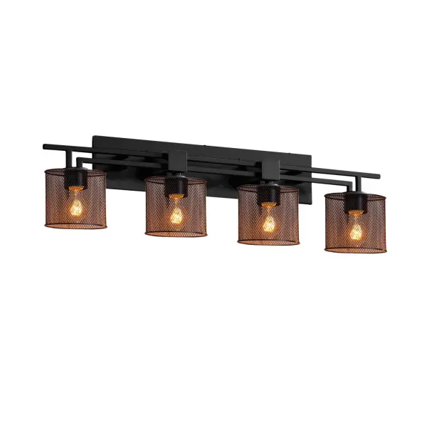 Collection: Wire Mesh Finish: Matte Black Glass: Wire Mesh Notes: This fixture can be installed as an uplight or downlight Width: 36.00" Height: 9.75" Extension from Wall: 5.25" Top to Outlet: 7.25" Number of Bulbs: 4 Maximum Wattage: 60.00 W Bulb Type: A19 Safety Listing: Damp Safety Rating: Damp