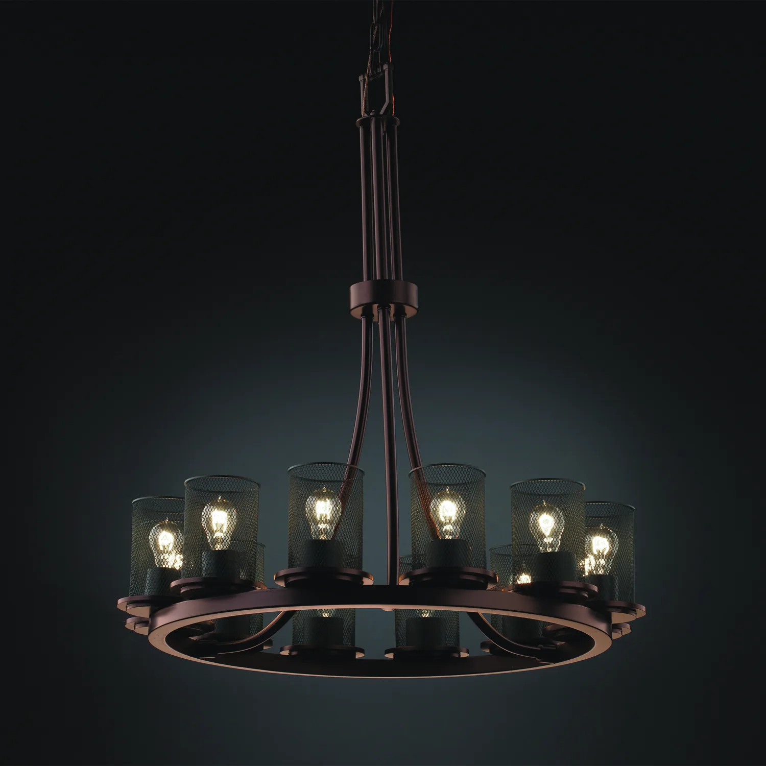 Wire Mesh 12 Light Chandelier in Dark Bronze