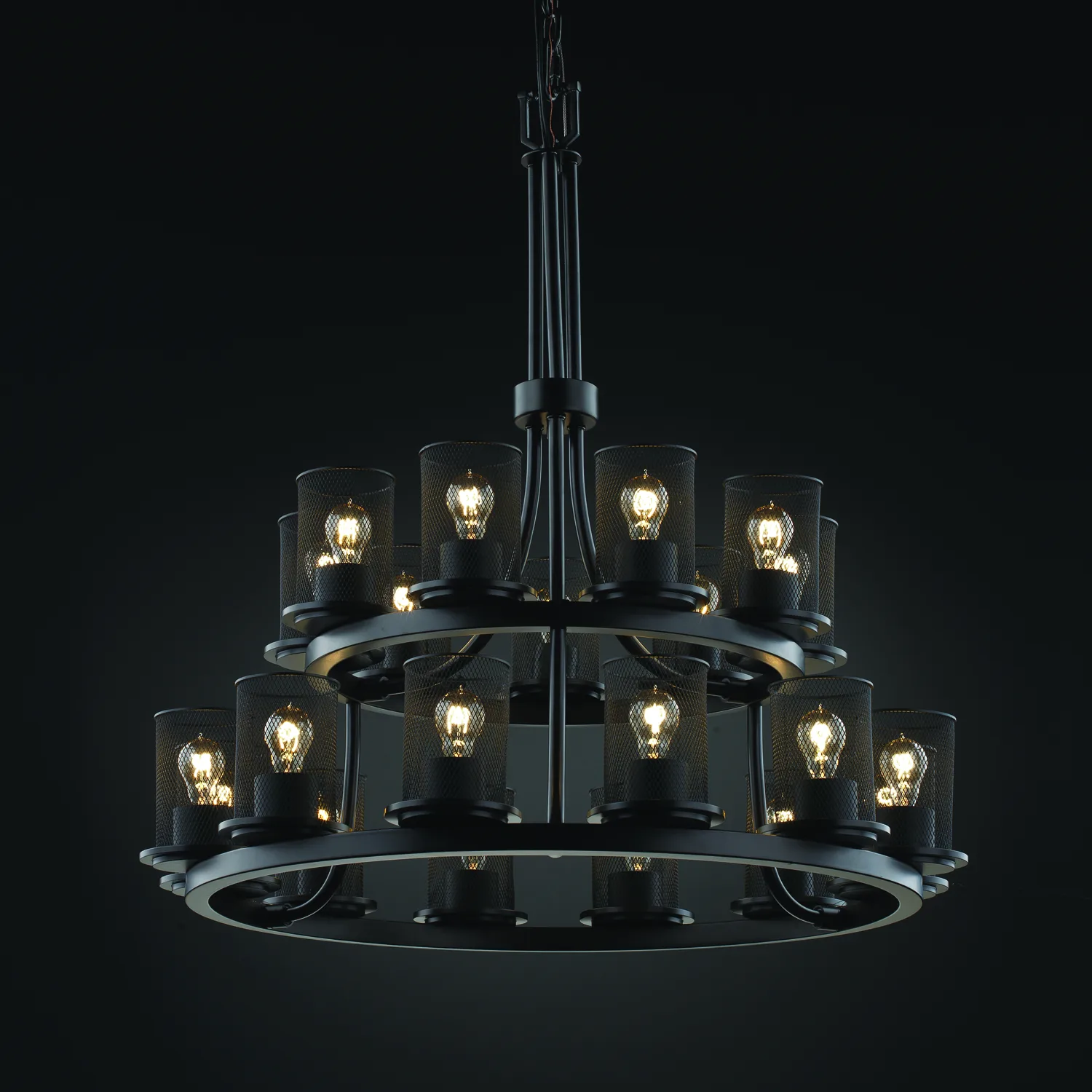 Wire Mesh 21 Light Chandelier in Matte Black