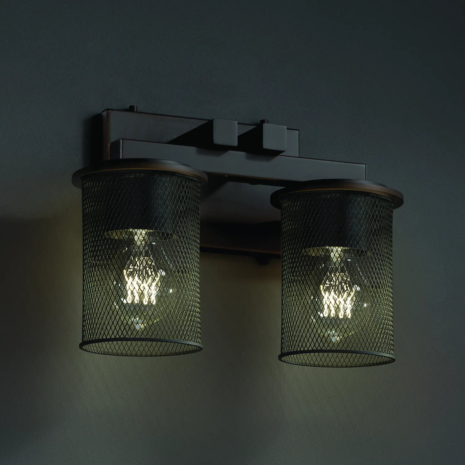Wire Mesh Two Light Bath Bar in Dark Bronze