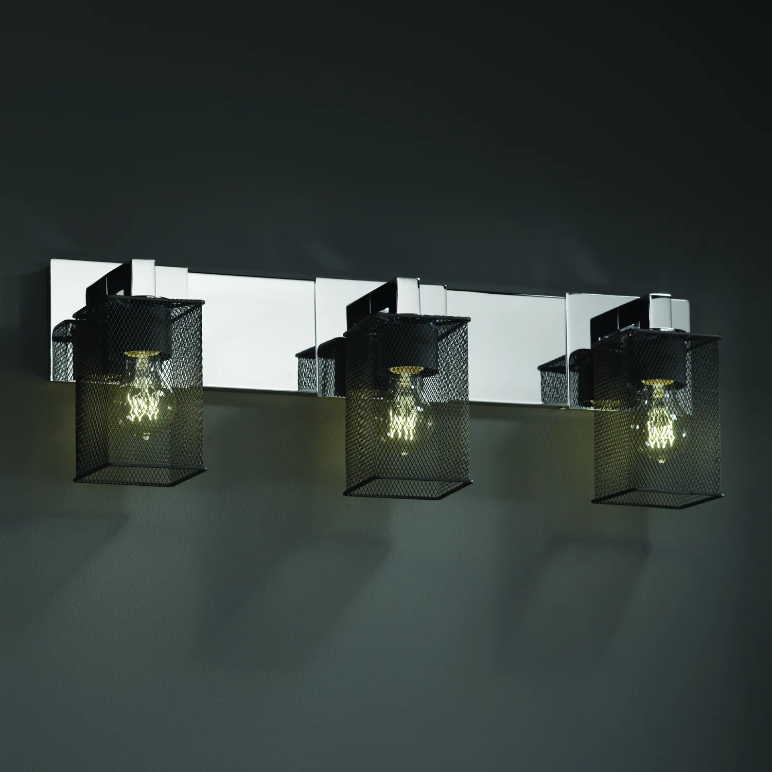 Wire Mesh Three Light Bath Bar in Brushed Nickel