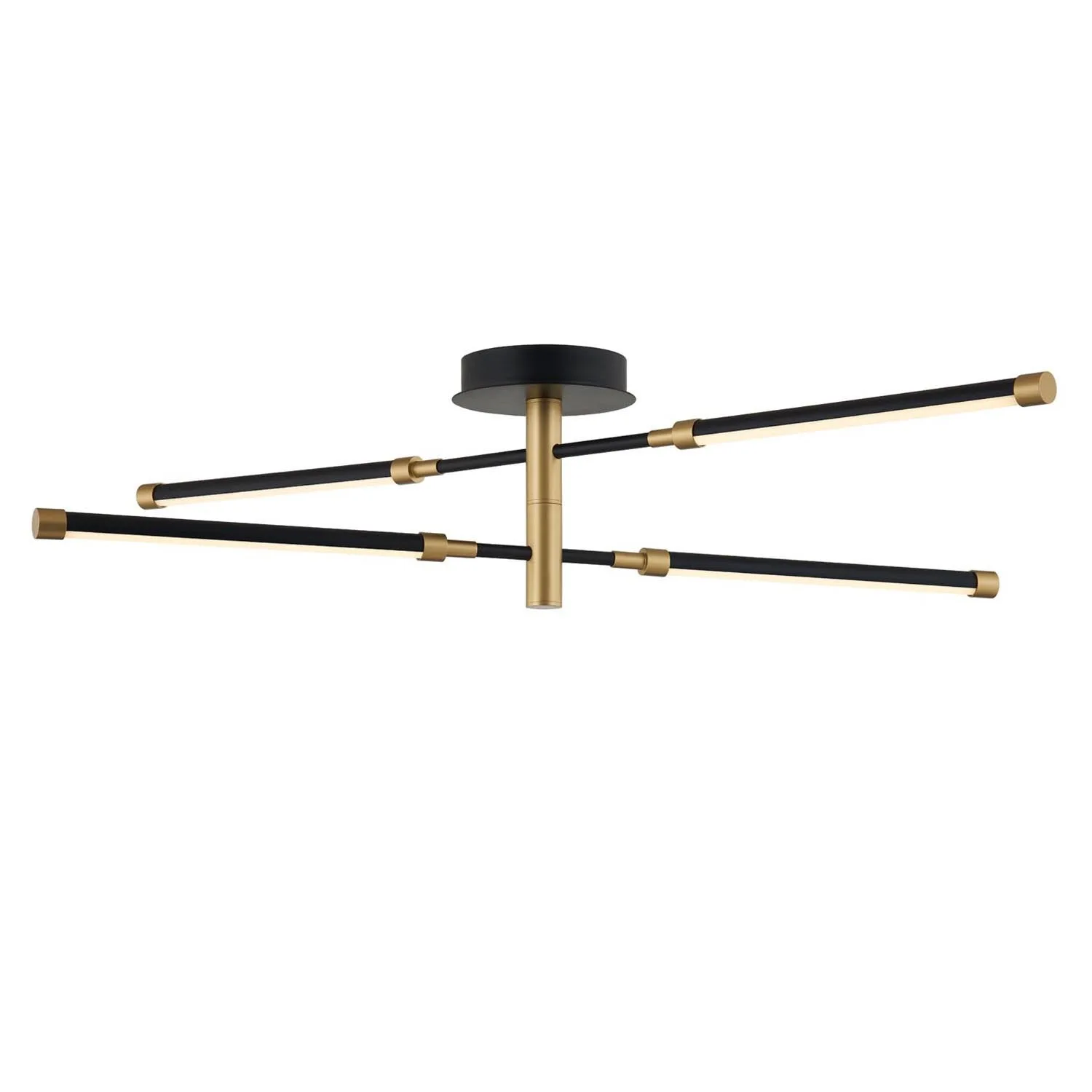 Fianco LED Semi-Flush Mount in Matte Black w/ Brass