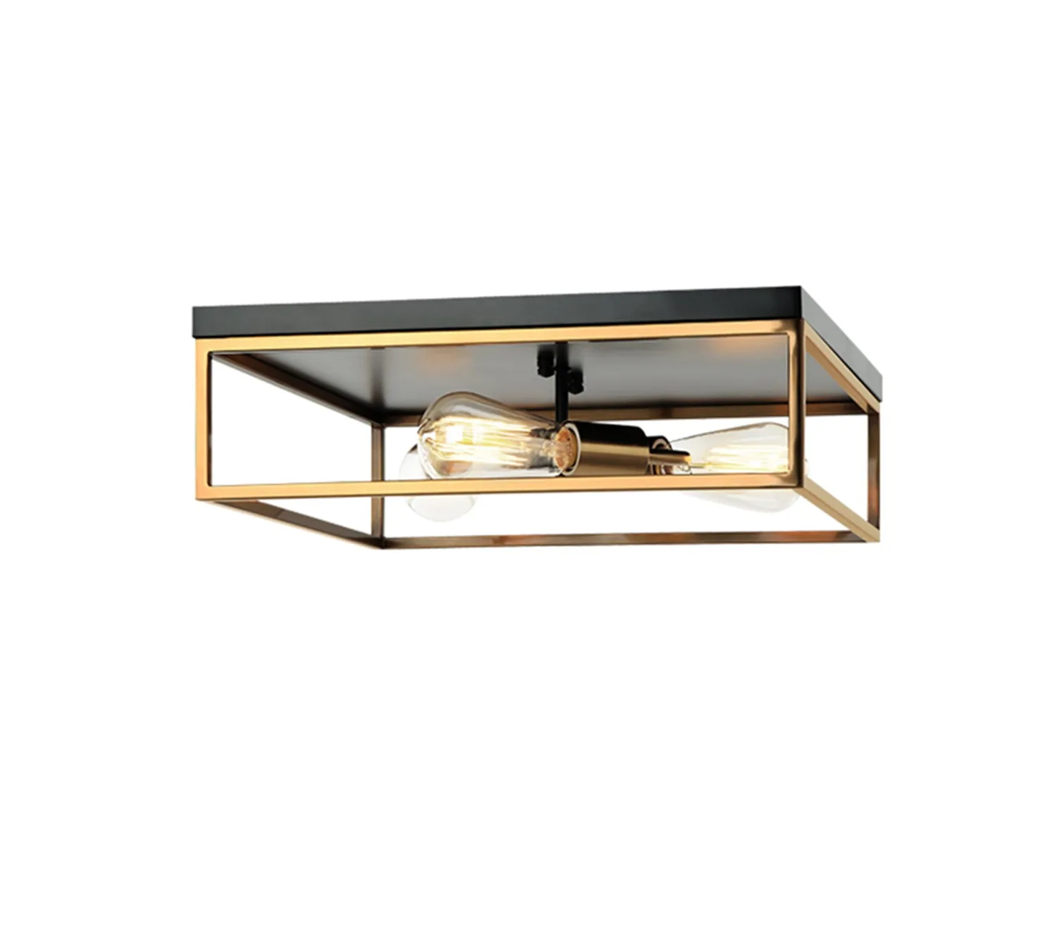 Knox Three Light Flush-Mount in Matte Black w/ Brass