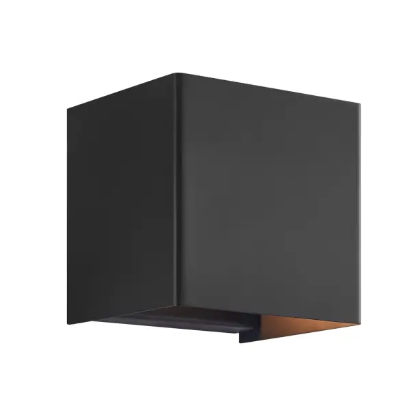 Clean cube silhouette delivers a modern, architectural statement with crisp lines, Matte Black metal finish provides a bold, contemporary look with timeless versatility, Open top and bottom design creates a balanced up-and-down light effect, Integrated LED light source offers efficient, long-lasting illumination, 5CCT selectable LED allows customization of color temperature to suit different spaces and moods, LED is fully dimmable for adjustable ambiance from soft accent lighting to functional illumination, Compact form and shallow profile make it ideal for corridors, hallways, and tight spaces, ADA compliant design meets accessibility requirements without sacrificing style, Minimalist construction emphasizes clean geometry and refined proportions, Provides both decorative accent lighting and ambient wall illumination, Works beautifully as a standalone feature or installed in multiples for rhythm and symmetry, Designed to coordinate seamlessly with other fixtures in the Marco family for a cohesive lighting plan, Suitable for residential interiors as well as hospitality and commercial environments Collection: No Shade Material Finish: Matte Black Width: 4.25" Height: 4.25" Extension from Wall: 4.00" Maximum Wattage: 10.00 W Light Source: LED Light Output: 1000.00 lm Delivered Lumens: 250.00 lm Voltage: 120.00 V Safety Rating: Damp ADA LED