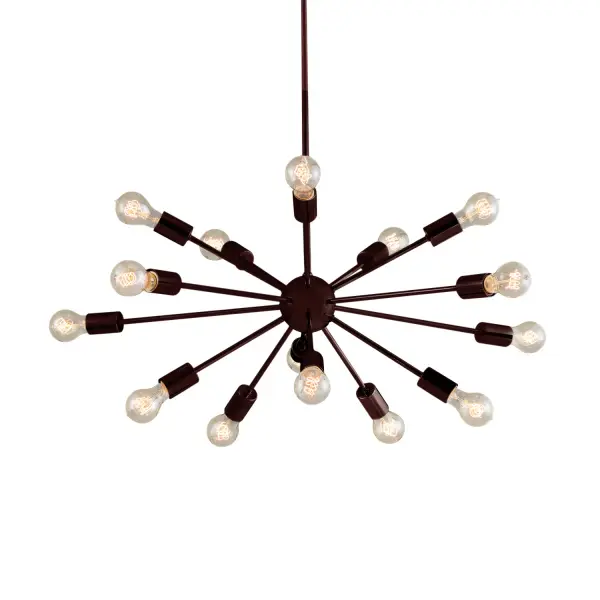Collection: Axion Finish: Dark Bronze Width: 33.00" Height: 13.00" Canopy: .75" H x 21" L x 5" W Number of Bulbs: 15 Maximum Wattage: 40.00 W Bulb Type: A19 Bulb Base: E26 Voltage: 120.00 V Safety Listing: UL/ETL Safety Rating: Damp