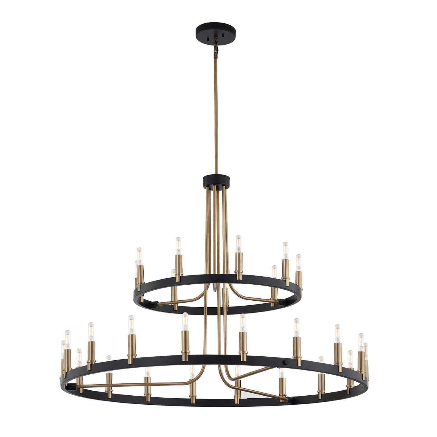 Clayton 27 Light Chandelier in Matte Black w/ Brass