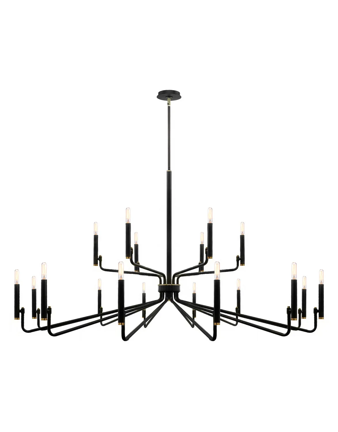 18 Light Chandelier in Matte Black w/ Brass