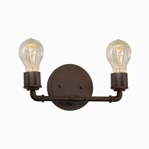 Collection: No Shade Material Finish: Dark Bronze Width: 13.00" Height: 7.00" Extension from Wall: 5.75" Number of Bulbs: 2 Maximum Wattage: 60.00 W Bulb Type: A19 Safety Listing: Damp Safety Rating: Damp