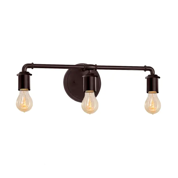 Collection: No Shade Material Finish: Dark Bronze Width: 23.00" Height: 7.00" Extension from Wall: 5.75" Number of Bulbs: 3 Maximum Wattage: 60.00 W Bulb Type: A19 Safety Listing: Damp Safety Rating: Damp