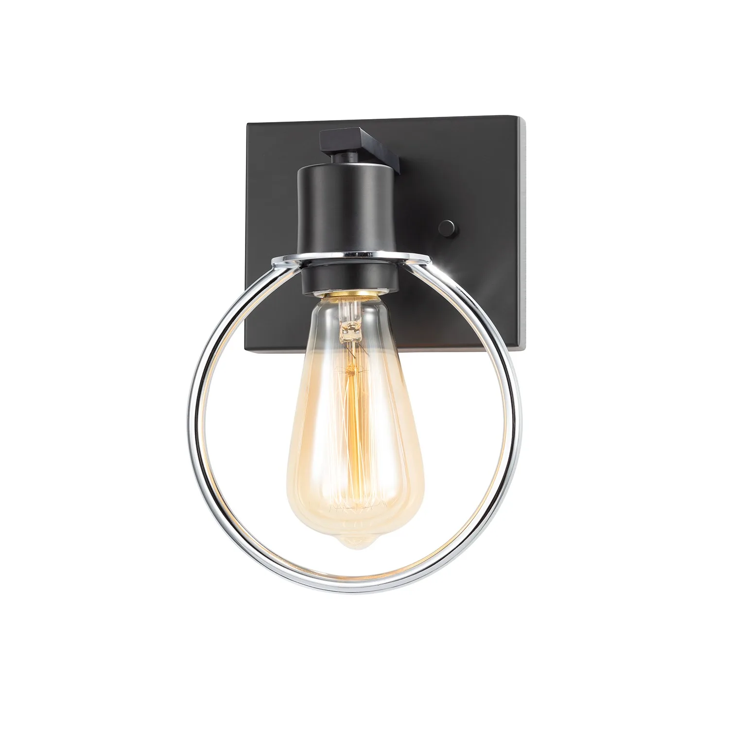 Volta One Light Wall Sconce in Matte Black w/ Chrome Ring