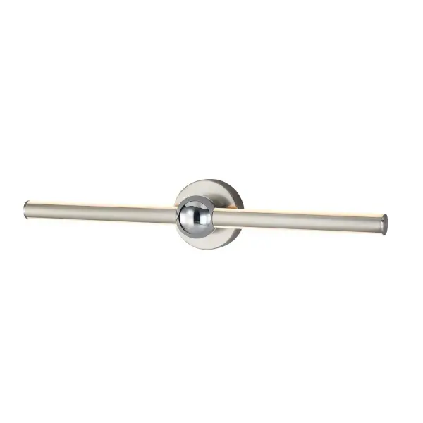 Collection: Arzy Finish: Brushed Nickel w/ Chrome Width: 27.50" Height: 5.00" Extension from Wall: 4.50" Canopy: 5" Dia. Maximum Wattage: 30.00 W Light Source: LED Light Output: 3000.00 lm Delivered Lumens: 1570.00 lm Voltage: 120.00 V Safety Listing: UL/ETL Safety Rating: Damp LED