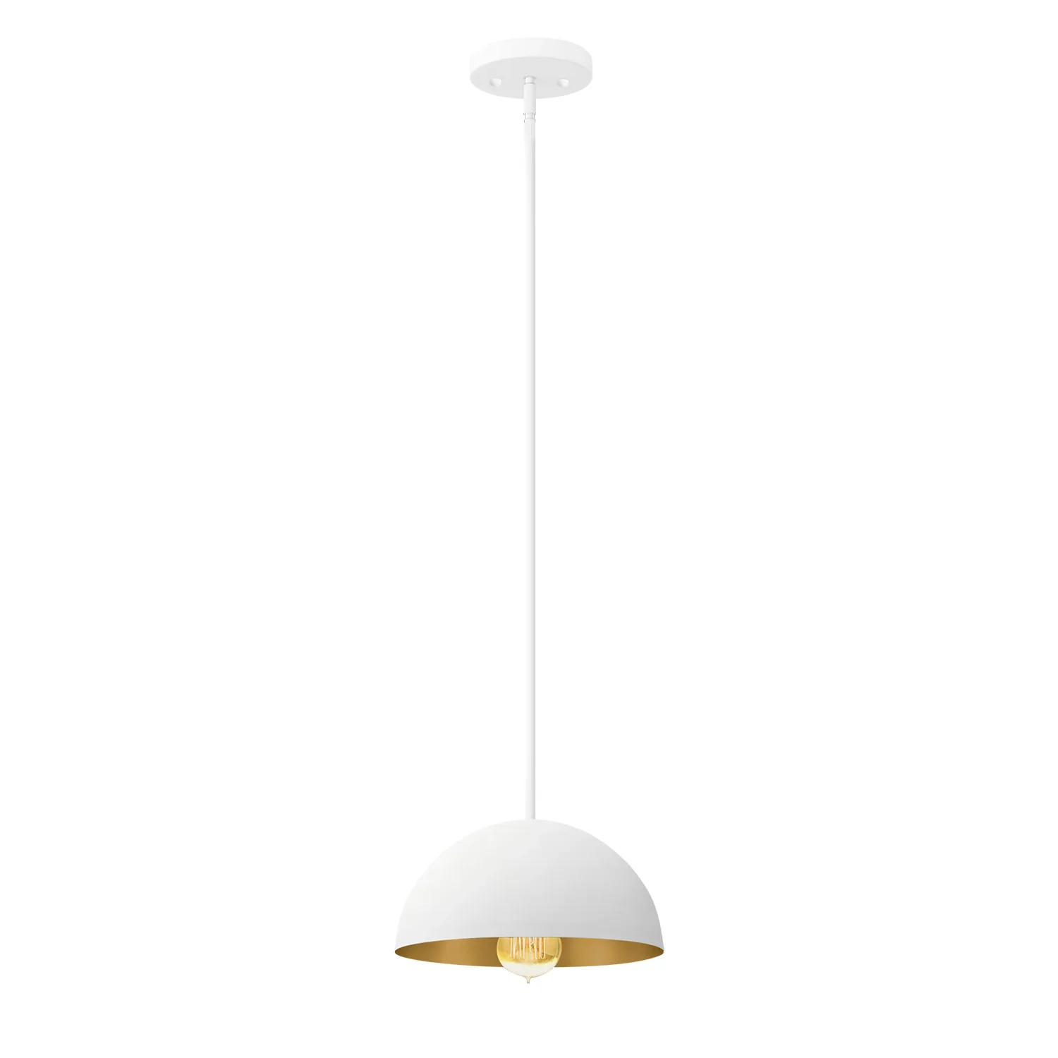 One Light Pendant in Matte White w/ Champagne Gold