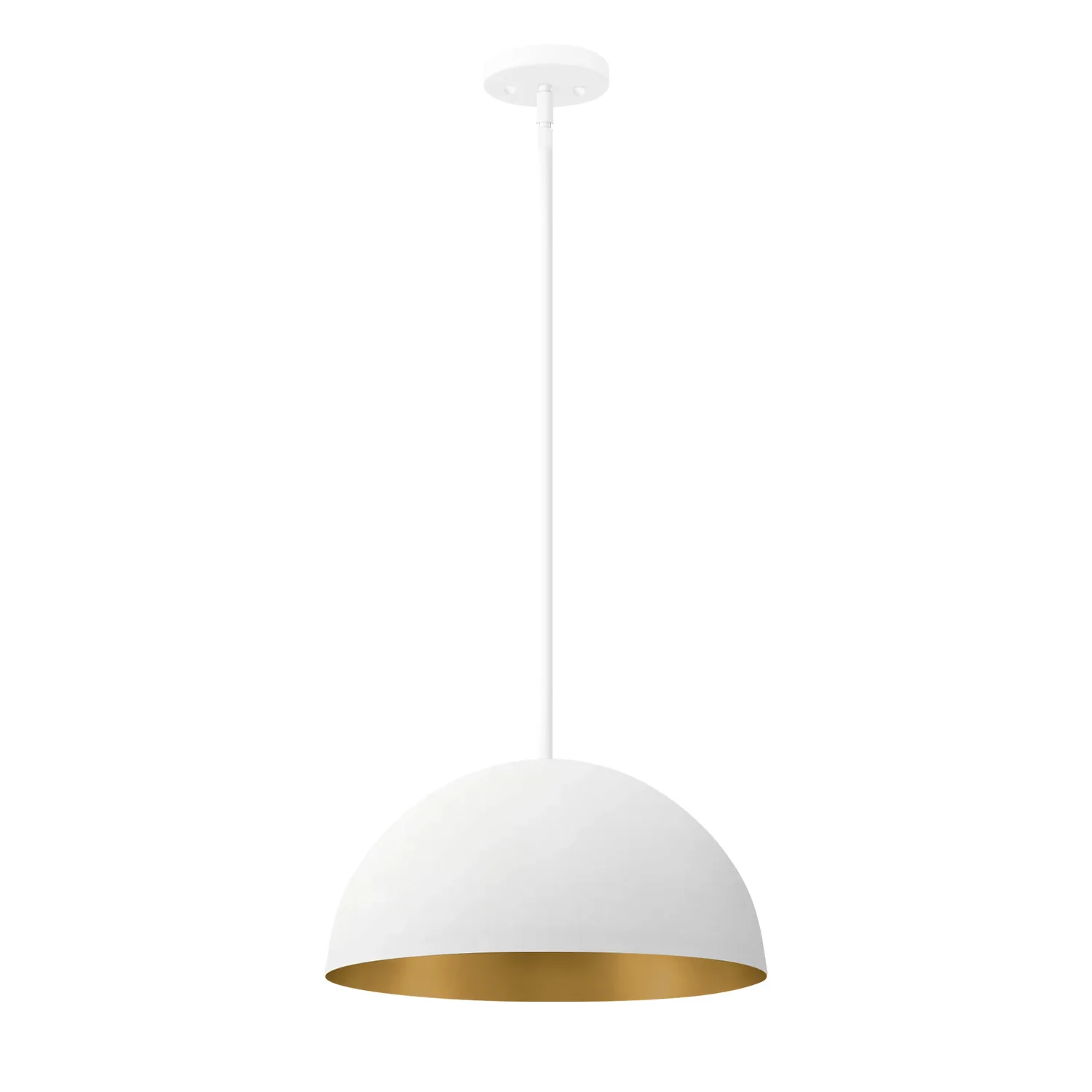 One Light Pendant in Matte White w/ Champagne Gold