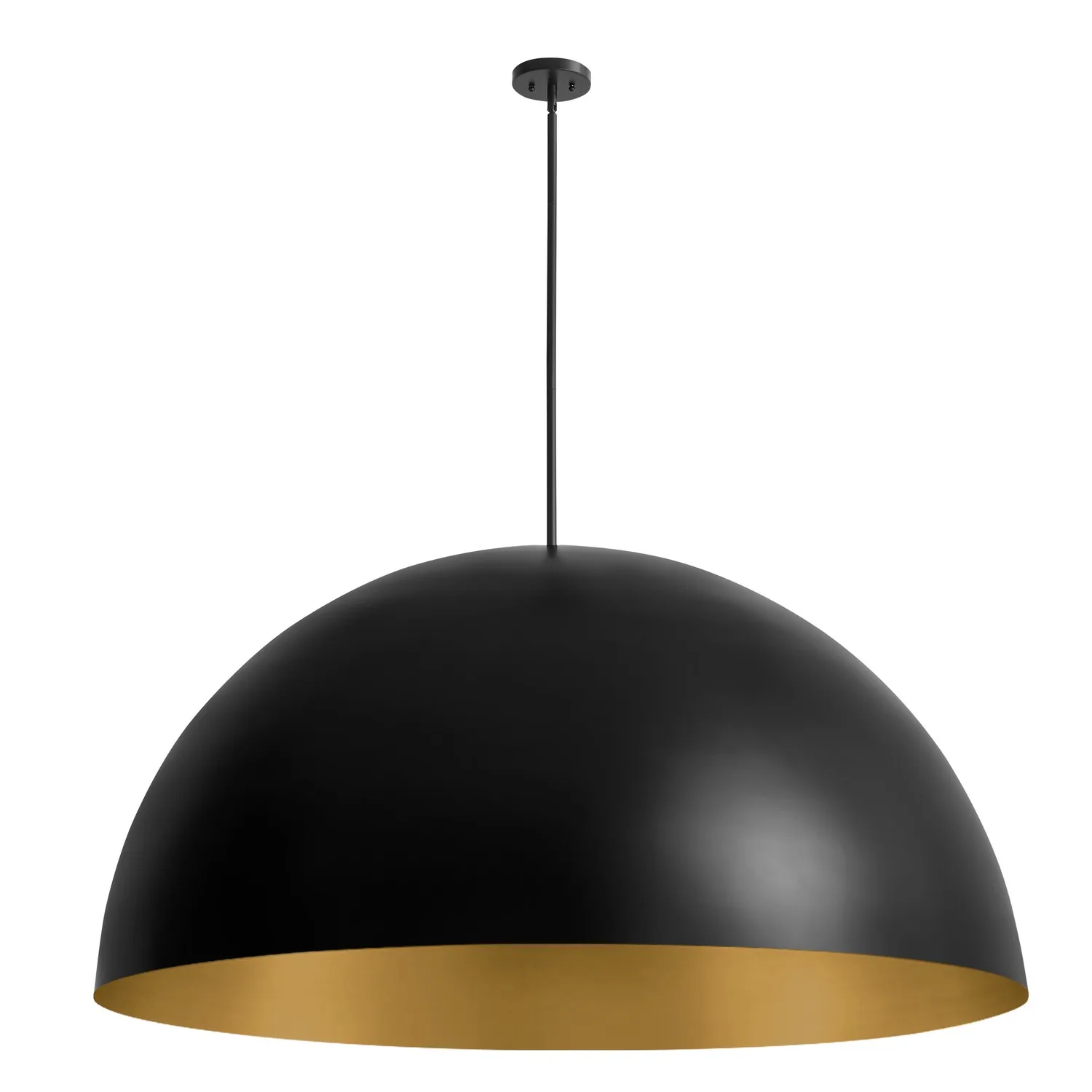 No Shade Material Ten Light Pendant in Matte Black with Champagne Gold