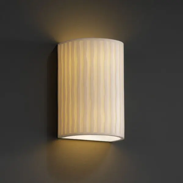 Waterfall Collection: Porcelina Finish: Faux Porcelain Resin Glass: Faux Porcelain Resin Notes: Waterfall Width: 6.00" Height: 9.25" Extension from Wall: 4.25" Top to Outlet: 4.50" Number of Bulbs: 2 Maximum Wattage: 40.00 W Bulb Base: Medium Light Source: Incandescent Safety Listing: Damp Safety Rating: Damp