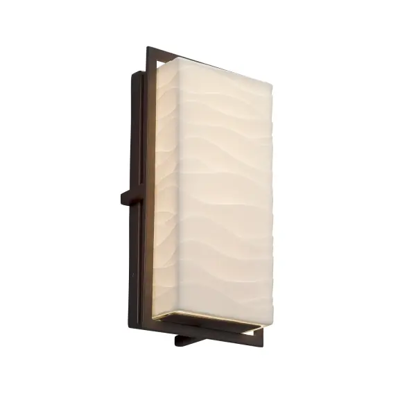 Collection: Porcelina Finish: Dark Bronze Glass: Faux Porcelain Resin Width: 6.50" Height: 12.00" Extension from Wall: 3.50" Top to Outlet: 6.00" Maximum Wattage: 14.00 W Light Source: LED Light Output: 1190.00 lm Color Temperature: 3000 K CRI: 90 Safety Listing: ETL Safety Rating: Wet ADA LED