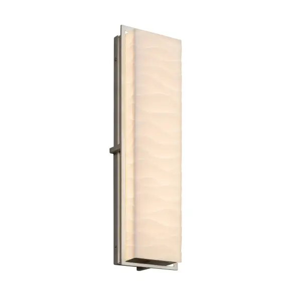 Collection: Porcelina Finish: Brushed Nickel Glass: Faux Porcelain Resin Width: 6.50" Height: 24.00" Extension from Wall: 3.50" Top to Outlet: 12.00" Maximum Wattage: 22.00 W Light Source: LED Light Output: 1760.00 lm Safety Listing: ETL Safety Rating: Wet ADA LED